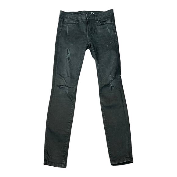 Zara Woman High Rise Distressed Jeans Black 06 Denim - Picture 1 of 5